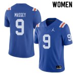 Women's Florida Gators #9 Dre Massey NCAA Jordan Brand Royal Throwback Alternate Authentic Stitched College Football Jersey UVS1062IZ